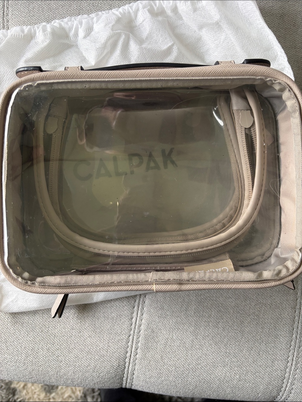 Calpak Small Clear Cosmetic Case in Stone